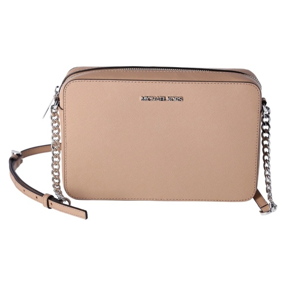 Michael Kors Jet Set Large East West Saffiano Leather Crossbody Bag Camel - Picture 4 of 10